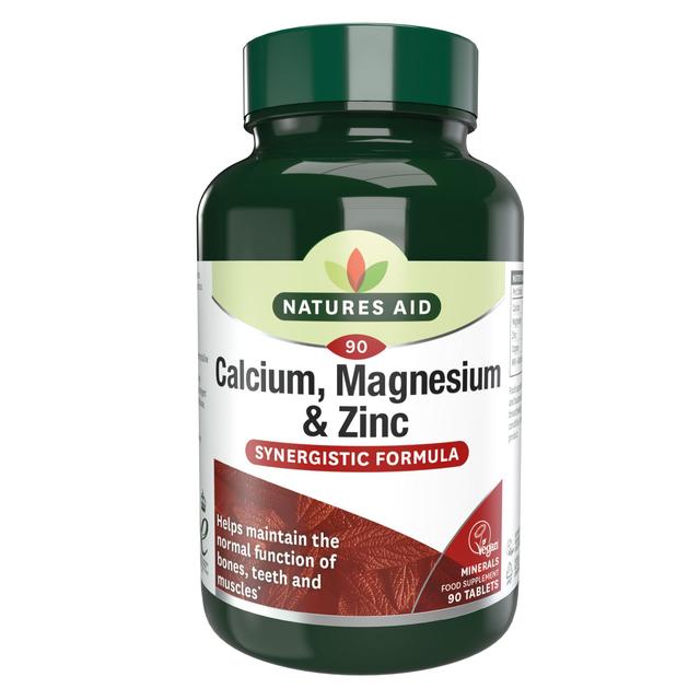 Natures Aid Calcium, Magnesium & Zinc Supplement Tablets, 90 Per Pack