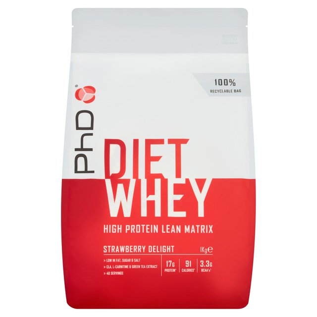 PhD Nutrition Strawberry Delight Diet Whey Powder, 1kg