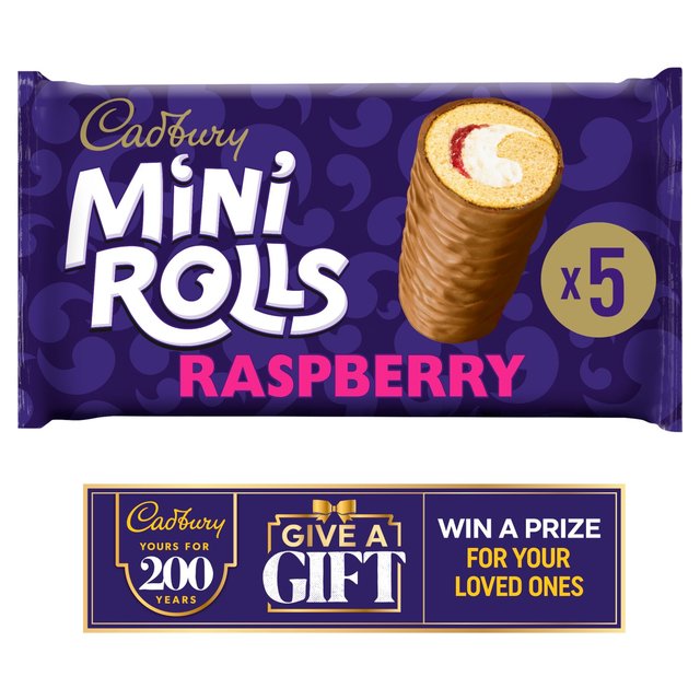 Cadbury Raspberry Mini Rolls, 5 Per Pack