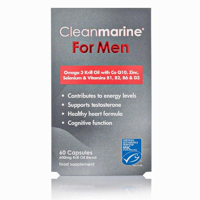 Cleanmarine Men’s Omega 3 MSC Krill Oil Supplement Capsules, 60 Per Pack