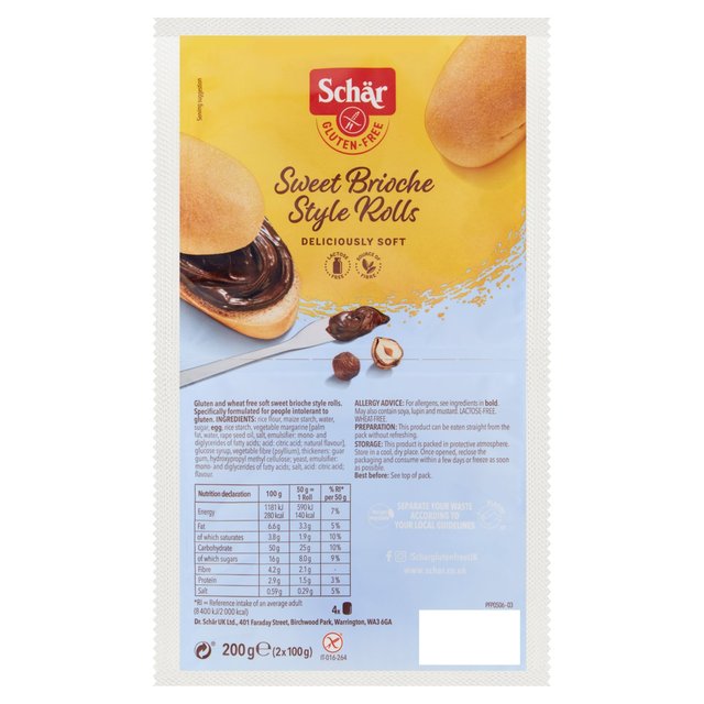 Schar Gluten Free Sweet Brioche Rolls, 4 x 50g
