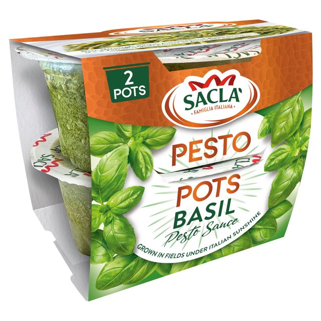 Sacla’ Classic Basil Pesto Pots, 2 x 45g