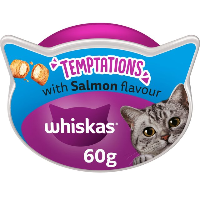 Whiskas Temptations Adult Cat Treat Biscuits With Salmon, 60g