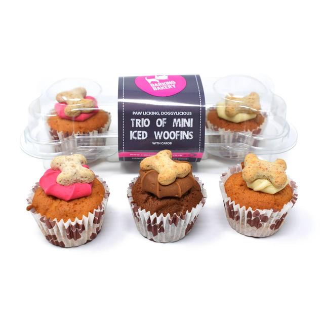 The Barking Bakery Trio of Mini Woofins Dog Treat Muffins, Iced, One Size
