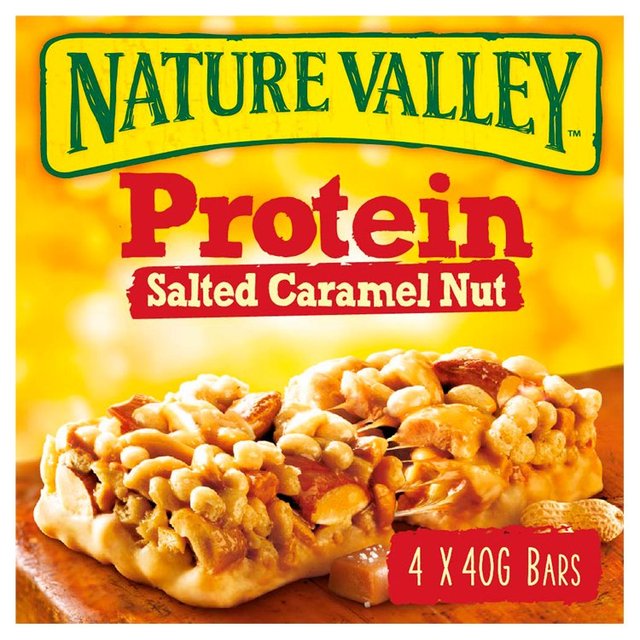 Nature Valley Protein Salted Caramel Nut Cereal Bars, 4 x 40g