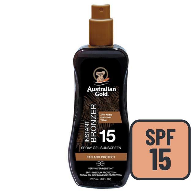 Australian Gold Spf 15 Sunscreen Spray With Instant Bronzer, 237ml