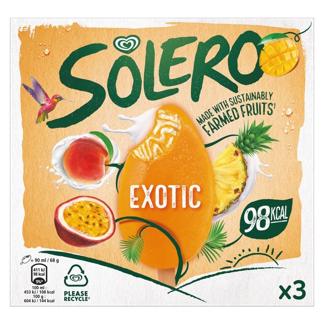 Solero Exotic Ice Cream Lolly, 3 x 90ml