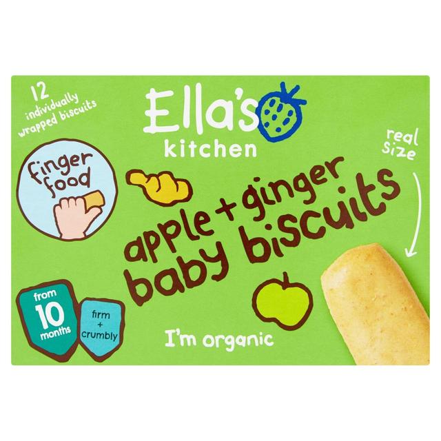 Ella’s Kitchen Apple and Ginger Baby Biscuits Multipack Snack 10+ Months, 12 x 9g
