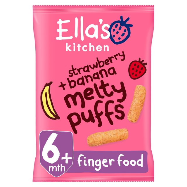 Ella’s Kitchen Strawberry and Banana Melty Puffs Baby Snack 6+ Months, 20g