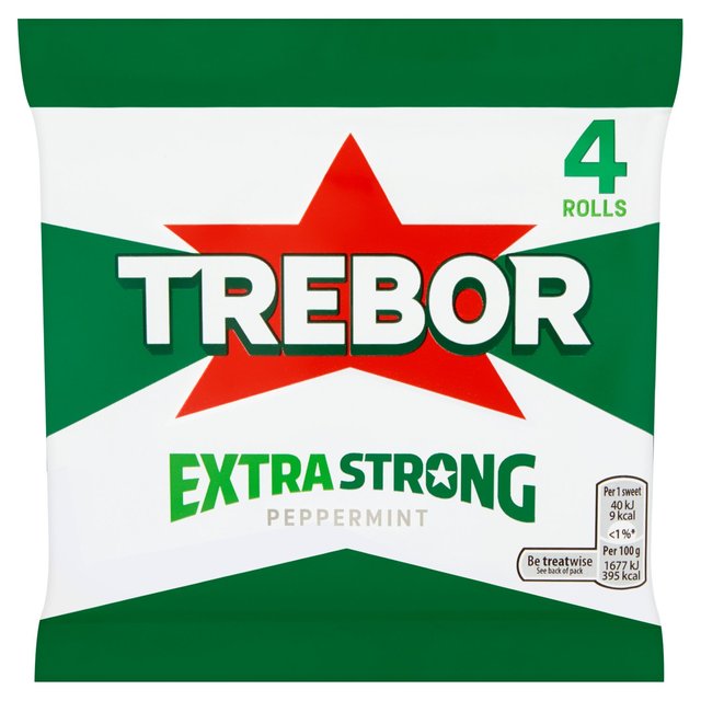 Trebor Extra Strong Peppermint Mint Rolls, 4 x 41.3g
