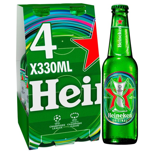 Heineken Lager Beer Bottles, 4 x 330ml