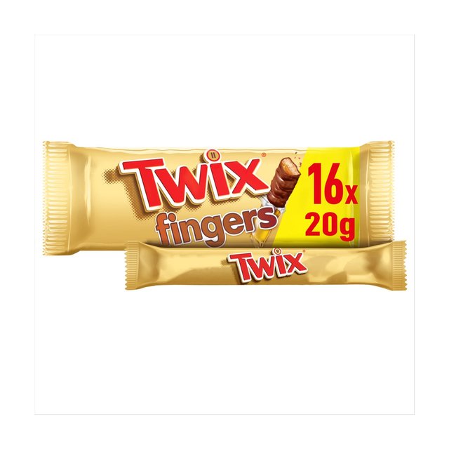 Twix Caramel & Milk Chocolate Fingers Biscuit Snack Bars Large Multipack, 16 x 20g