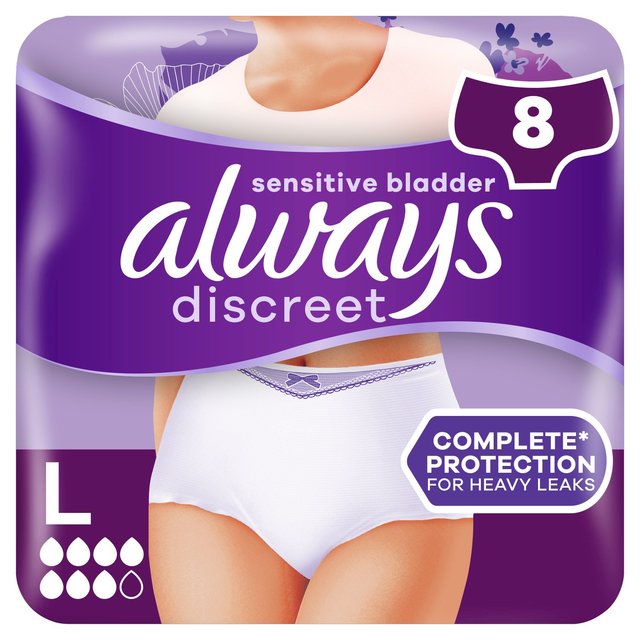 Always Discreet Incontinence Pants Plus L, 8 per Pack