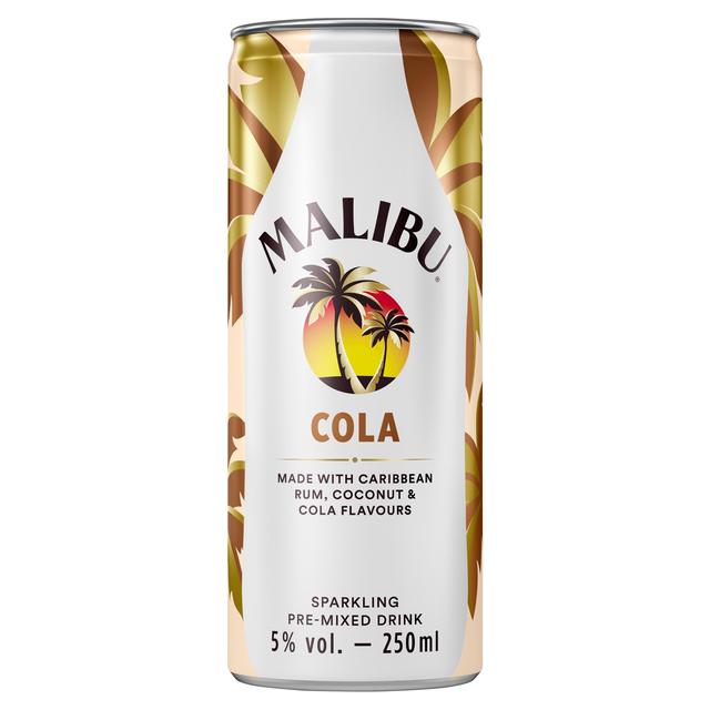 Malibu Coconut Rum & Cola Sparkling Pre-Mixed Can, 25cl