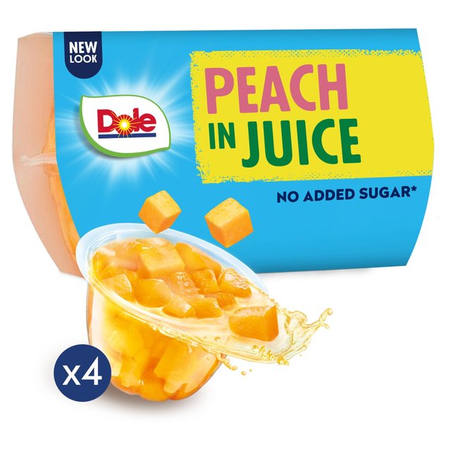 Dole Peaches In Juice Fruit Pots Multipack, 4 x 113g