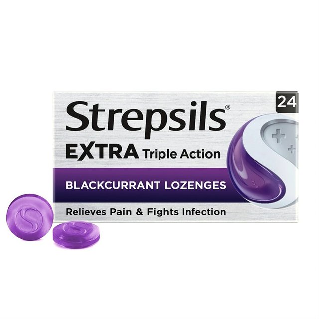 Strepsils Extra Blackcurrent Sore Throat Lozenges, 24 Per Pack