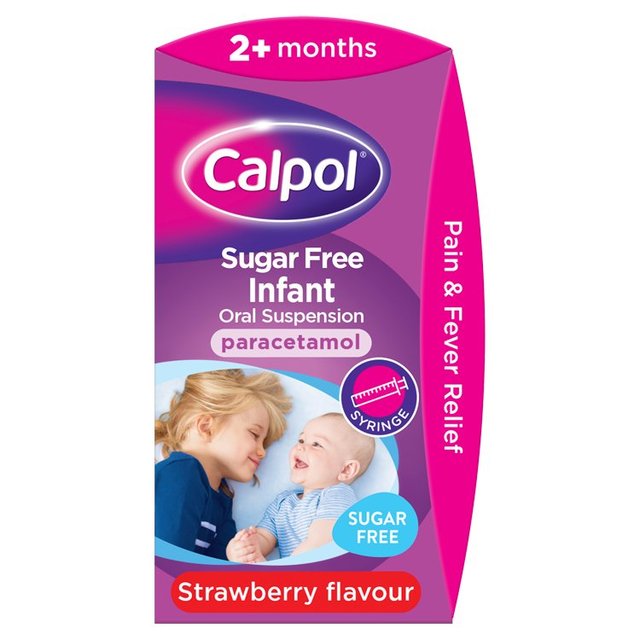 Calpol Infant Sugar Free Oral Suspension Strawberry 2+ Months, 100ml