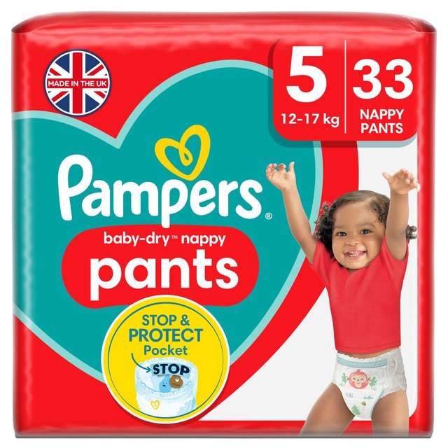 Pampers Baby-Dry Nappy Pants, Size 5, 12-17kg, Essential Pack