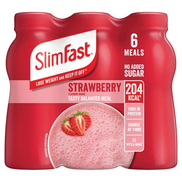SlimFast Strawberry Milkshake Multipack, 6 x 325ml