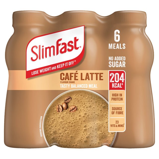 SlimFast Cafe Latte Milkshake Multipack, 6 x 325ml