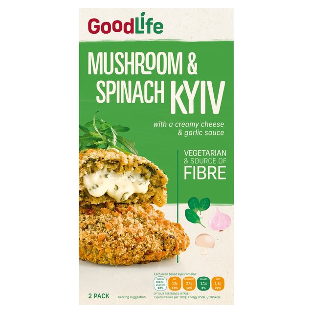 Goodlife Mushroom & Spinach Kiev Frozen, 250g