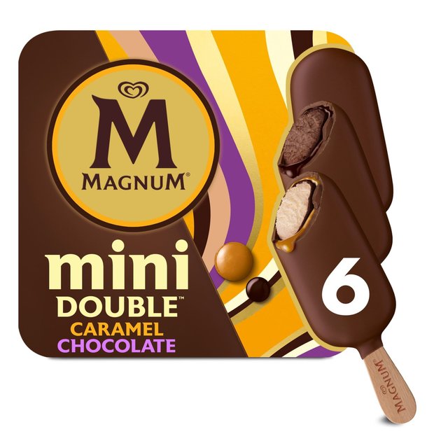 Magnum Mini Double Chocolate & Double Caramel Ice Cream Lollies, 6 x 60ml