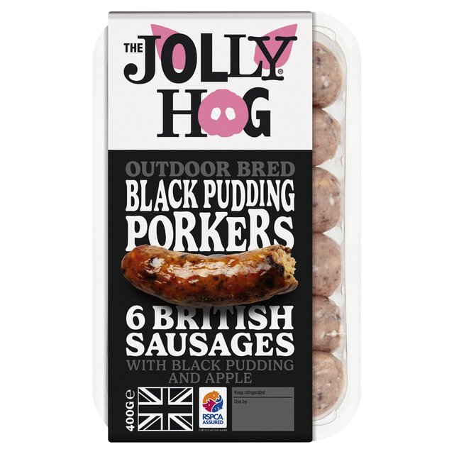 The Jolly Hog Black Pudding Porker Sausages, 400g