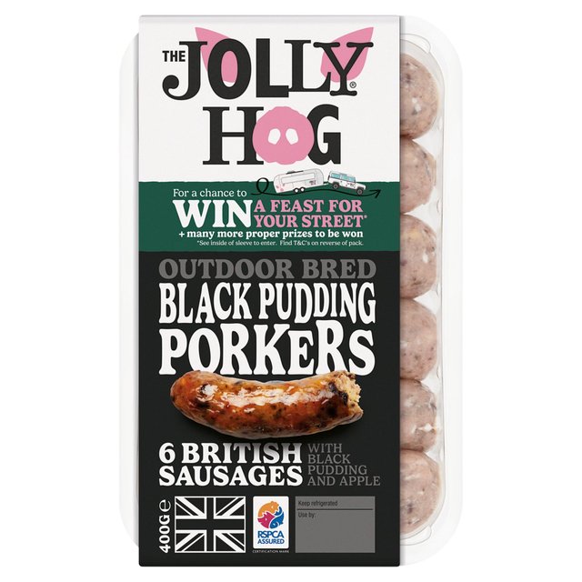 The Jolly Hog Black Pudding Porker Sausages, 400g