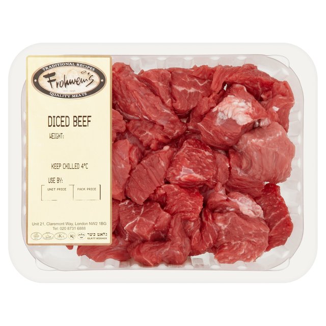 Frohweins Diced Beef, Typically: 500g