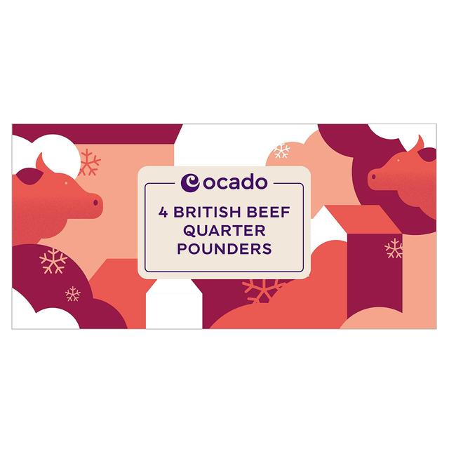Ocado Frozen 4 British Beef Quarter Pounders, 454g