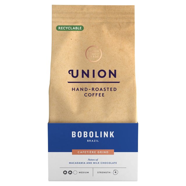Union Hand Roasted Bobolink Brazil Cafetiere Grind, 200g