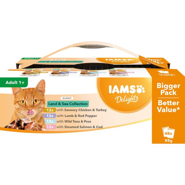 Iams Delights Adult Land & Sea Collection in Gravy Multipack, 48 x 85g