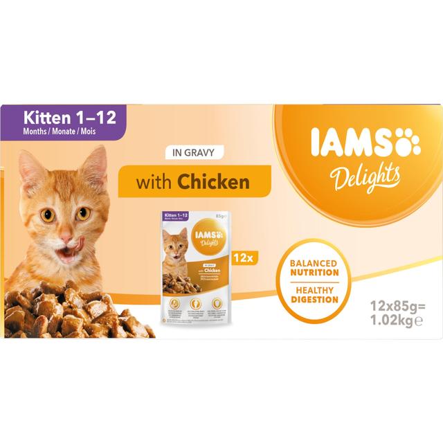 Iams Delights Kitten Chicken in Gravy Multipack, 12 x 85g
