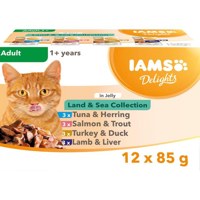 Iams Delights Adult Land & Sea Collection in Jelly Multipack, 12 x 85g
