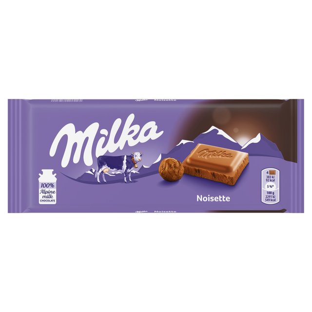Milka Noisette Hazelnut Milk Chocolate Bar, 100g