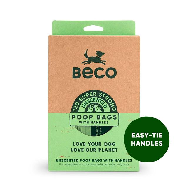 Beco Dog Poop Bags, Unscented With Handles, 120 Per Pack