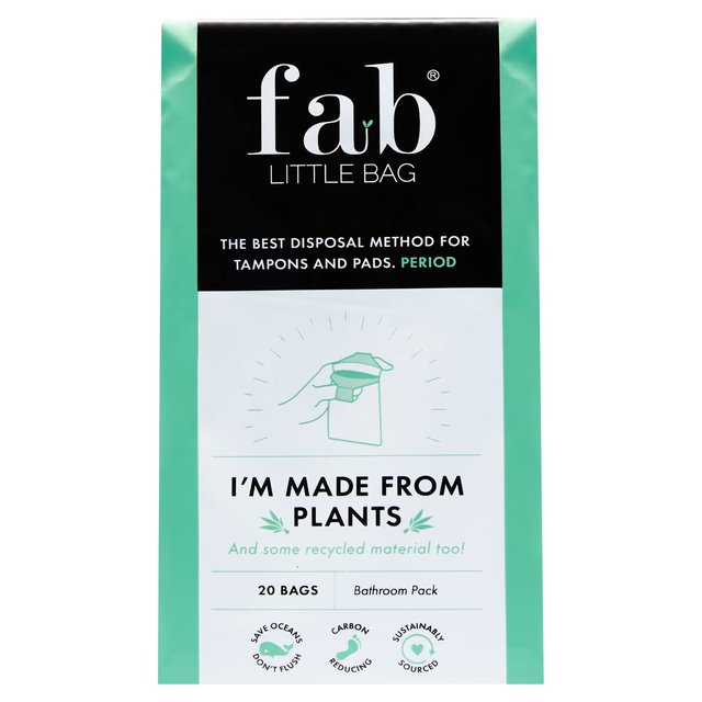 FabLittleBag Sustainably Sourced Bags for Tampons and Pads Bathroom Pack, 20 Per Pack