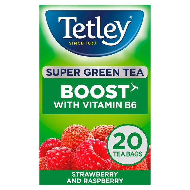 Tetley Super Green Tea Boost Berry Burst Tea Bags, 20 Per Pack