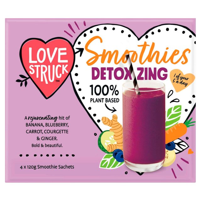Love Struck Detox Blueberry, Carrot, Ginger, Banana & Courgette Smoothie, 4 x 120g