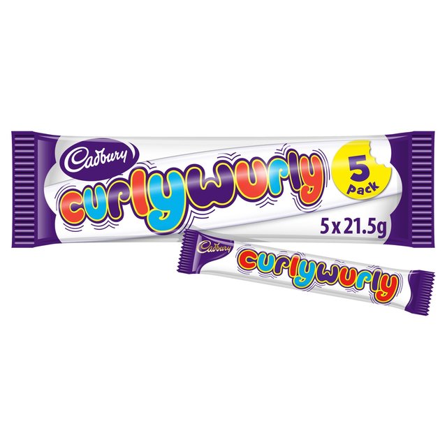 Cadbury Curly Wurly Chocolate Bar Multipack, 5 x 21.5g