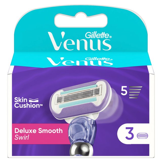 Gillette Venus Deluxe Smooth Swirl Contour Razor Blades, 3 Per Pack