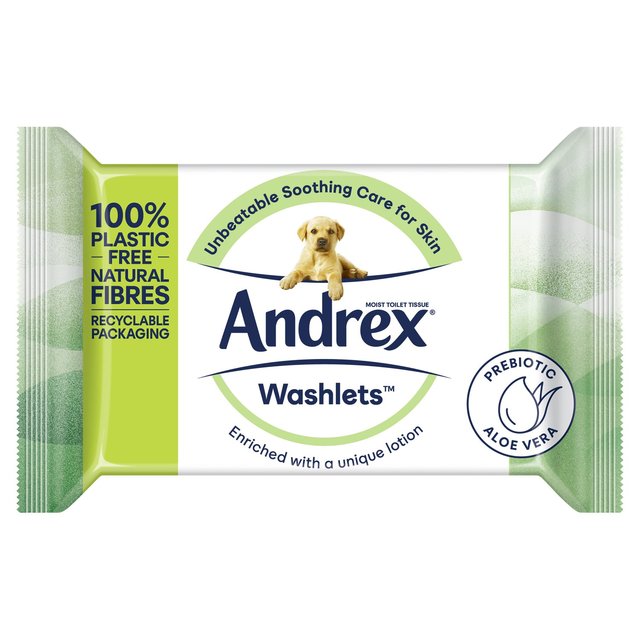 Andrex Ultra Care Washlets Flushable Toilet Wipes Single Pack, 36 Per Pack