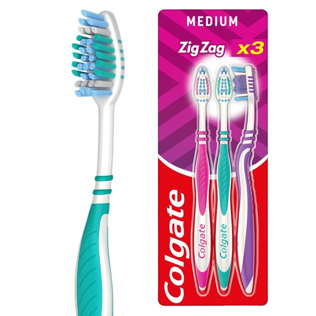 Colgate ZigZag Medium Toothbrush, 3 Per Pack