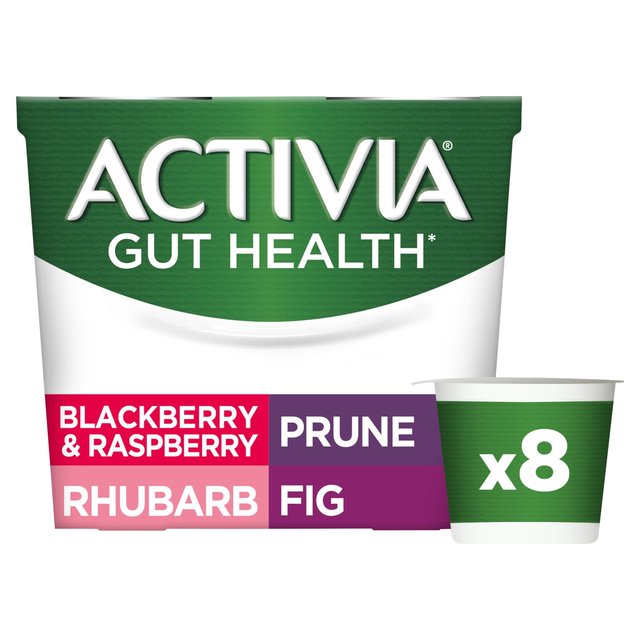 Activia Rhubarb Prune Fig Blackberry & Raspberry Multipack Fruit Yoghurt, 8 x 115g