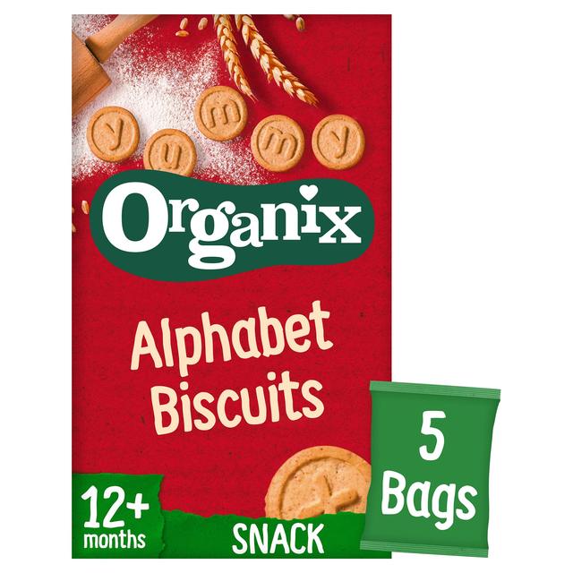 Organix Alphabet Organic Toddler Biscuits, 12 Mths+ Multipack, 5 x 25g
