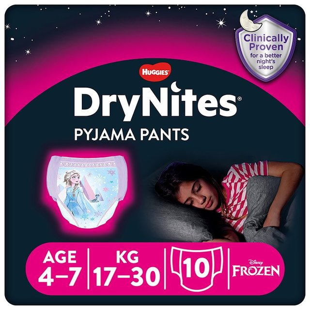 Huggies DryNites Girls Pyjama Pants, Size 4-7 Years, 17-30kg