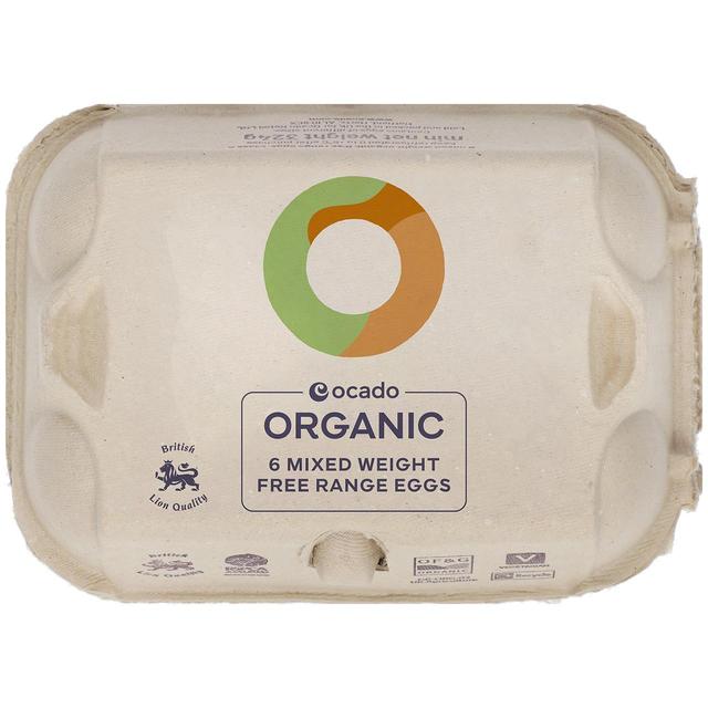 Ocado Organic Free Range Mixed Weight Eggs, 6 Per Pack