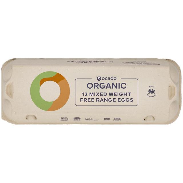 Ocado Organic Free Range Mixed Weight Eggs, 12 Per Pack