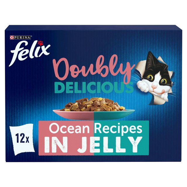 Felix Agail Felix As Good As It Looks Doubly Delicious Cat Food Ocean Recipes, 12 x 100g