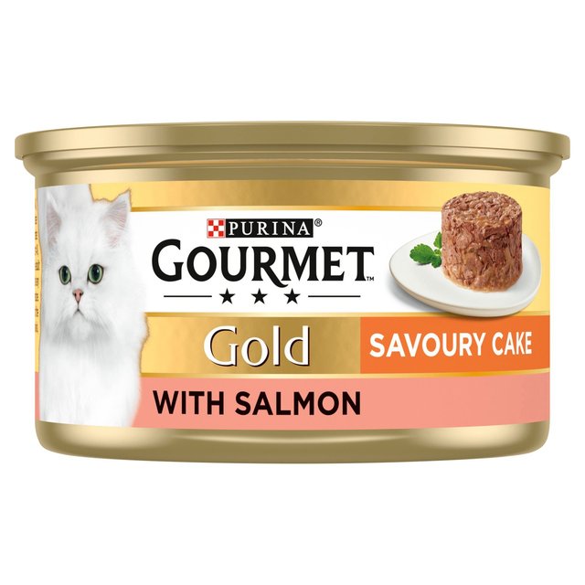Gourmet Gold Tinned Cat Food Savoury Cake Salmon, 85g